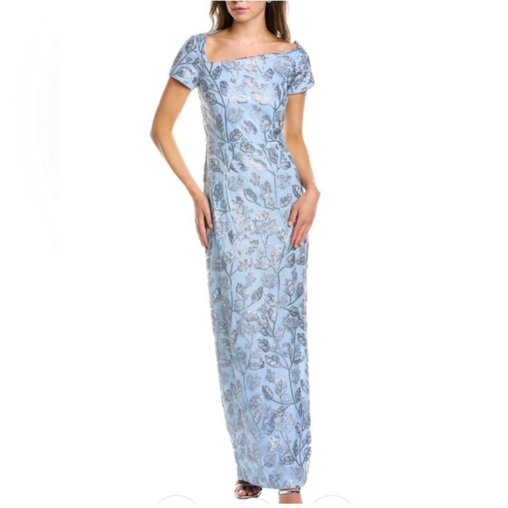 JS Collections Julia Sequin Column Gown – Light Blue Cap Sleeve | Size 0 NWT